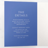 Stijlvolle blauwe moderne bruiloft drieluik uitnodiging (Binnenzijde eerst)