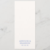 Stijlvolle Blauwe Moderne Bruiloft Menu (Achterkant)
