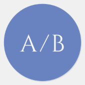 Stijlvolle blauwe moderne bruiloft ronde sticker (Voorkant)