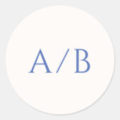 Stijlvolle blauwe moderne bruiloft ronde sticker (Voorkant)