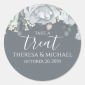 Stijlvolle blauwe mosterdflora Neem een Treat Call Ronde Sticker (Voorkant)