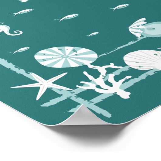 Stijlvolle blauwe onderwatersaascape poster (Hoek)