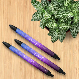 stijlvolle blauwe paarse sterren op maat zwarte inkt pen