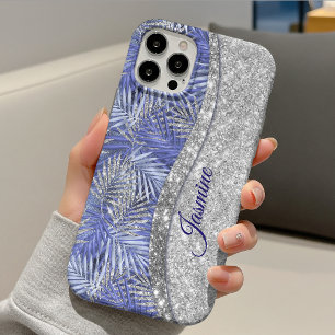 stijlvolle blauwe paarse zilveren glinsterende bla Case-Mate iPhone case