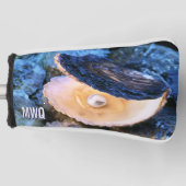 Stijlvolle Blauwe Parel Oester Monogram Golfheadcover (Voorkant)