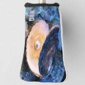 Stijlvolle Blauwe Parel Oester Monogram Golfheadcover (Draai 90)