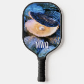Stijlvolle Blauwe Parel Oester Monogram Pickleball Paddle (Achterkant)