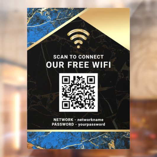 Stijlvolle Blauwe QR Code Wifi Netwerk Wachtwoord Raamsticker (Vel 2)