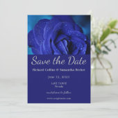 Stijlvolle blauwe Roos bruiloft slaat de datum op Save The Date (Staand voorkant)