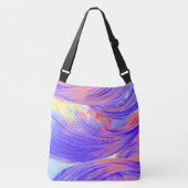 Stijlvolle Blauwe Roze Abstracte Veren Crossbody Tas (Voorkant)