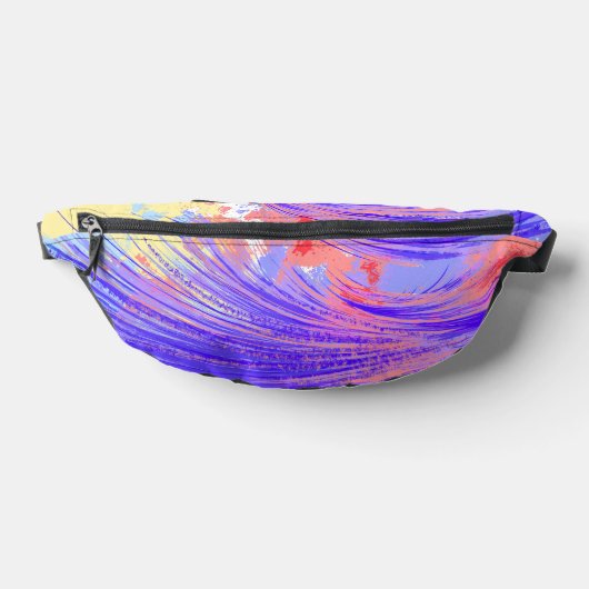 Stijlvolle Blauwe Roze Abstracte Veren Heuptasje (Liggend)