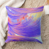 Stijlvolle Blauwe Roze Abstracte Veren Kussen (Deken)