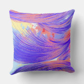 Stijlvolle Blauwe Roze Abstracte Veren Kussen (Achterkant)