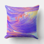 Stijlvolle Blauwe Roze Abstracte Veren Kussen (Voorkant)