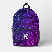 Stijlvolle Blauwe Roze Neon Ruimte Melkweg Initiaa Bedrukte Rugzak (Voorkant)
