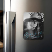 Stijlvolle Blauwe Script Afstuderen Aankondigingsf Magneet