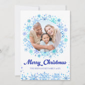 Stijlvolle Blauwe Sneeuwvlokken 2 Foto Familie Ker Feestdagenkaart (Voorkant)