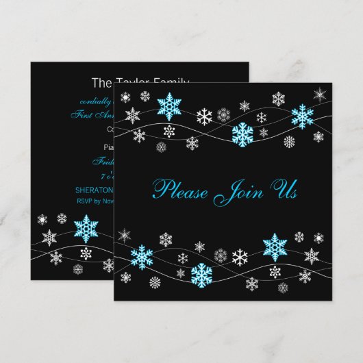 Stijlvolle blauwe sneeuwvlokken kaart (Voorkant / Achterkant)