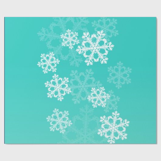 Stijlvolle blauwe sneeuwvlokken Modern kerstpatroo Cadeaupapier (Vlak)