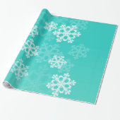 Stijlvolle blauwe sneeuwvlokken Modern kerstpatroo Cadeaupapier (Uitgerold)