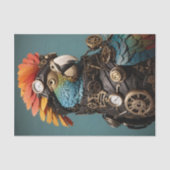 Stijlvolle blauwe Steampunk Decoupage Parrot Tissuepapier (Voorkant)