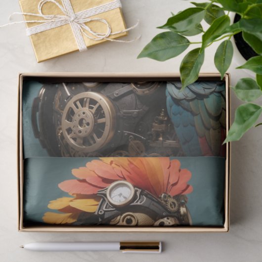 Stijlvolle blauwe Steampunk Decoupage Parrot Tissuepapier (Geschenk)