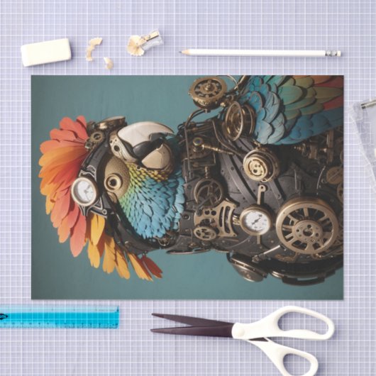 Stijlvolle blauwe Steampunk Decoupage Parrot Tissuepapier (Craft)