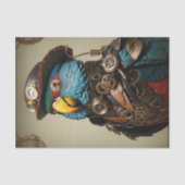 Stijlvolle blauwe Steampunk Parrot Tissuepapier (Voorkant)
