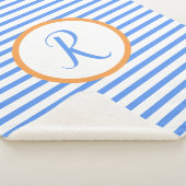 Stijlvolle blauwe strepen R Monogram Drow Blanket Sherpa Deken (3/4)