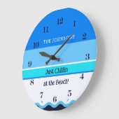 Stijlvolle blauwe strepen Wave familienaam Beach H Grote Klok (Hoek)