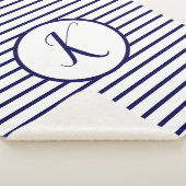 Stijlvolle blauwe strepes K Monogram Drow Blanket Sherpa Deken (3/4)
