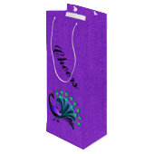 Stijlvolle Blauwe Tonen Peacock Wijn Gift Bag Wijn Cadeautas (Achterkant Gekanteld)