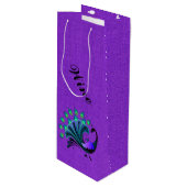 Stijlvolle Blauwe Tonen Peacock Wijn Gift Bag Wijn Cadeautas (Voorkant Gekanteld)