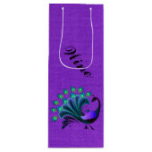 Stijlvolle Blauwe Tonen Peacock Wijn Gift Bag Wijn Cadeautas (Voorkant)