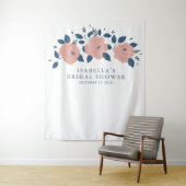 Stijlvolle blauwe tuin bloem aangepaste bruidsdouc wandkleed (In situ)