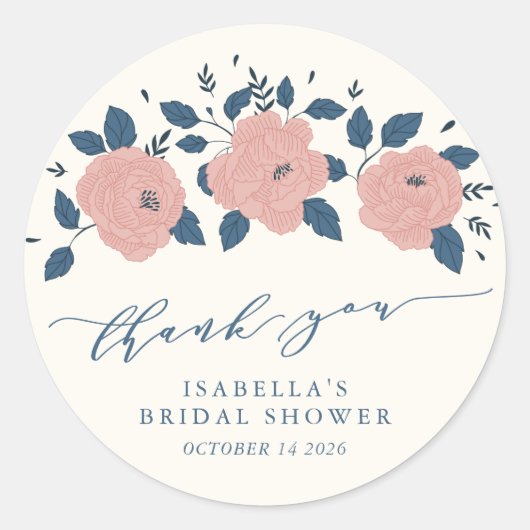 Stijlvolle blauwe tuinventilator persoonlijke dank ronde sticker (Voorkant)