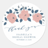 Stijlvolle blauwe tuinventilator persoonlijke dank ronde sticker (Voorkant)