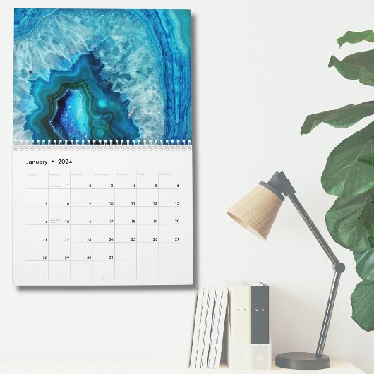 Stijlvolle Blauwe Turquoise Moderne Muur Kalender