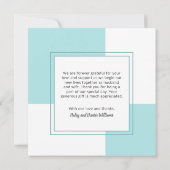 Stijlvolle Blauwe Vierkante bruiloft Dank u met Fo Bedankkaart (Achterkant)