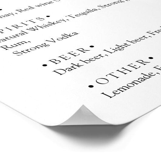 Stijlvolle blauwe vlinders bruiloft Dranken menu b Poster (Hoek)