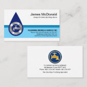 Stijlvolle Blauwe Waterdrop Lagen Loodgieter Visitekaartje (Voorkant / Achterkant)