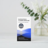 Stijlvolle blauwe watergolven zwembad visitekaartje (Staand voorkant)