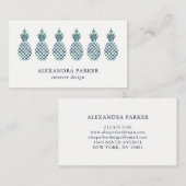 Stijlvolle blauwe Waterverf Bekijk ananassen Visitekaartje (Voorkant / Achterkant)