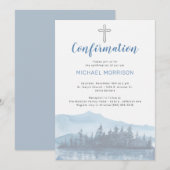 Stijlvolle blauwe Waterverf Bevestiging Uitnodigin Kaart (Voorkant / Achterkant)