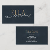 Stijlvolle blauwe Waterverf Hair Makeup Visitekaartje (Voorkant / Achterkant)