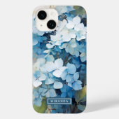 Stijlvolle Blauwe Waterverf Hydrangea Naam Sjabloo Case-Mate iPhone Case (Achterkant)