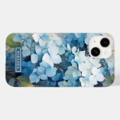 Stijlvolle Blauwe Waterverf Hydrangea Naam Sjabloo Case-Mate iPhone Case (Achterkant (horizontaal))