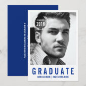 Stijlvolle blauwe, witte moderne foto Afstuderen u Kaart (Voorkant / Achterkant)