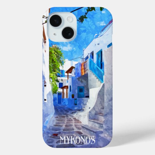 Stijlvolle Blauwe Witte Mykonos Griekenland Waterv Case-Mate iPhone Case (Achterkant)
