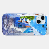 Stijlvolle Blauwe Witte Mykonos Griekenland Waterv Case-Mate iPhone Case (Achterkant (horizontaal))